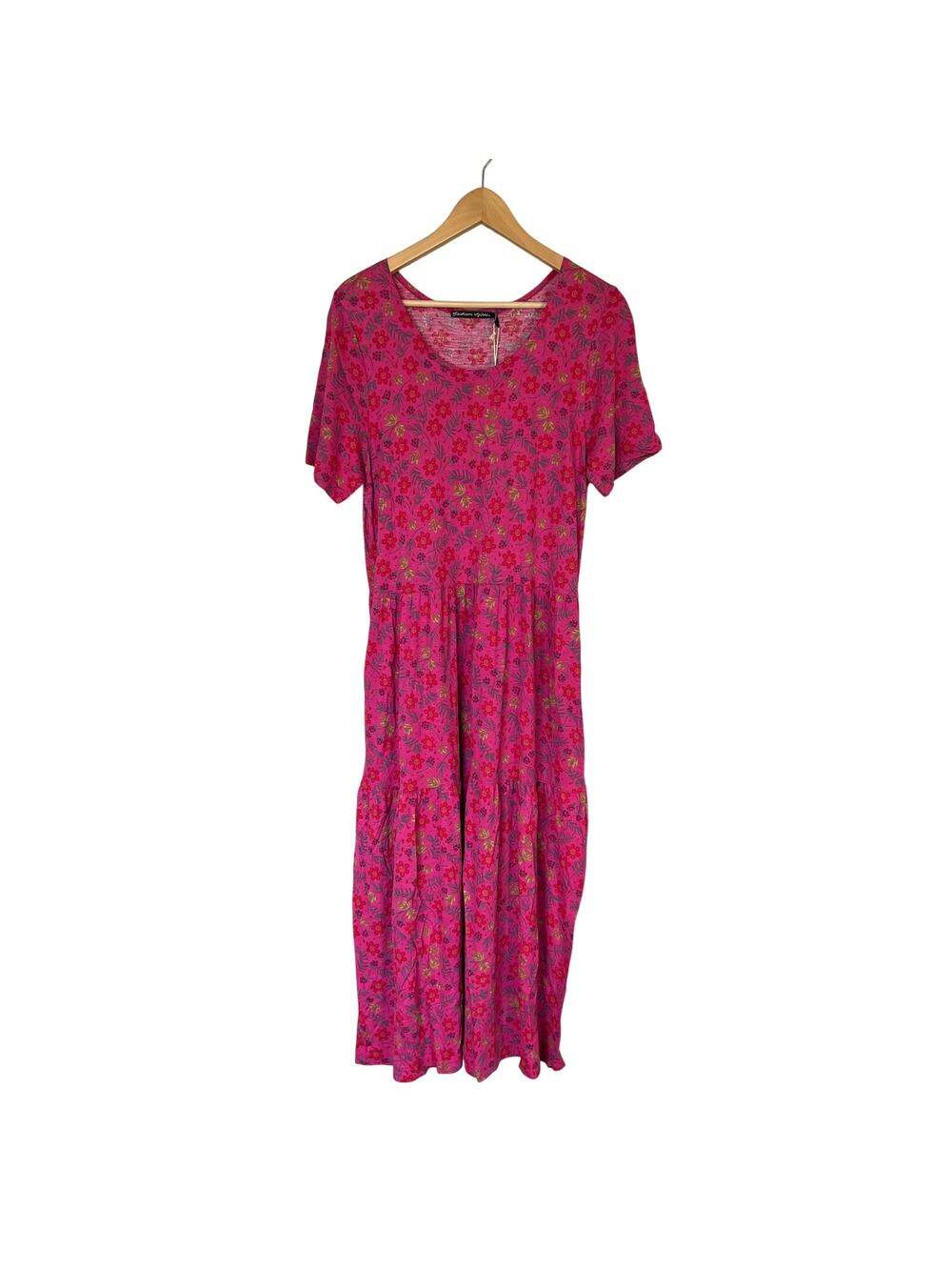 NWT Gudrun Sjoden Kleid Pink Floral Maxi Dress Size S NEW Pockets Short Sleeve